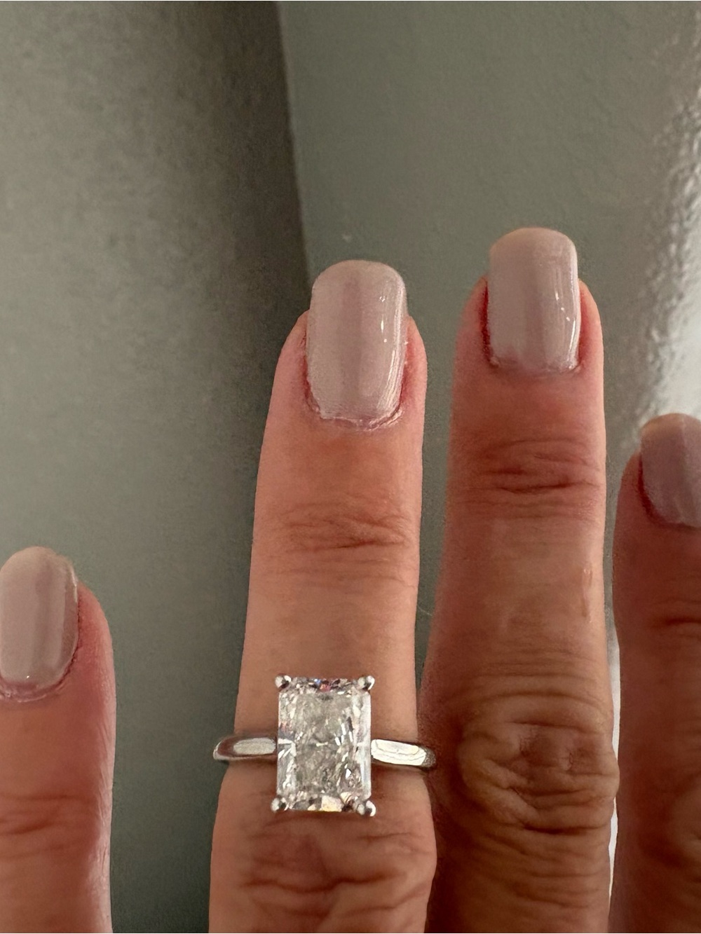 Platinum 2 ct radiant Cut lab diamond with partial halo Engagement Ring - White - Picture 8 of 16
